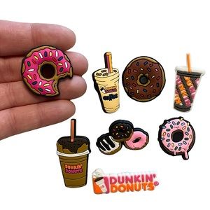 DUNKIN DONUTS coffee donut themed croc/shoe charm 8 piece bundle NEW trending
